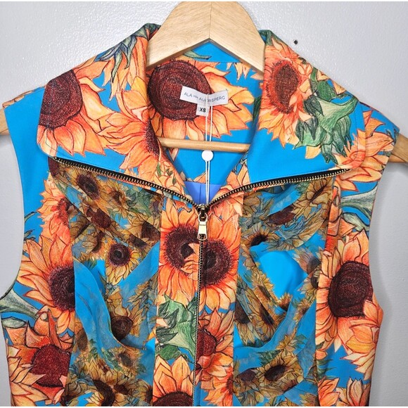 Ala von Auersperg Sunflower Vest XS Lilla Stretch Knit Silk Blend High Neck Zip - Picture 2 of 11